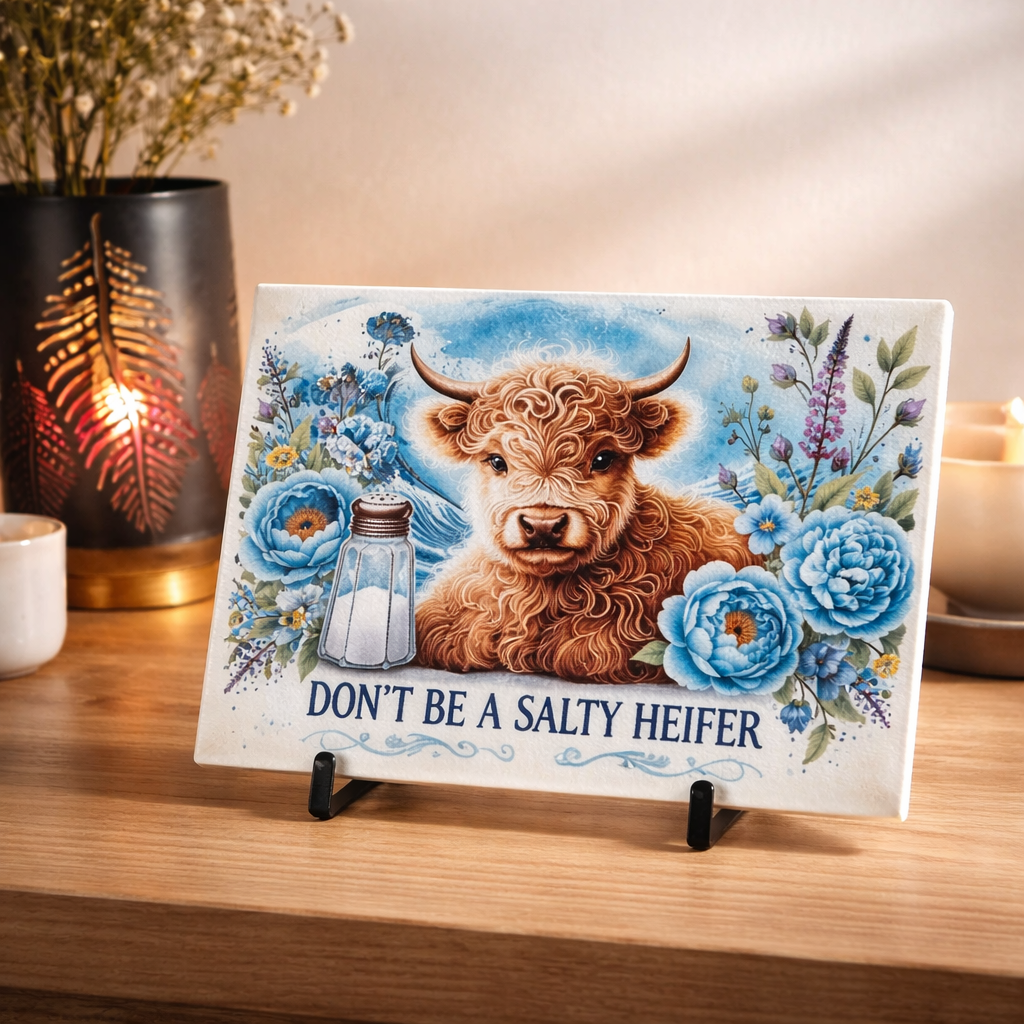 Don't Be A Salty Heifer Glass Cutting Board