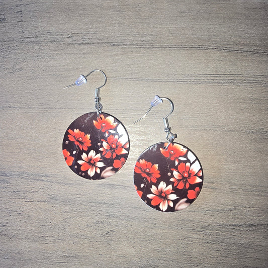 Red Blossom Floral Earrings