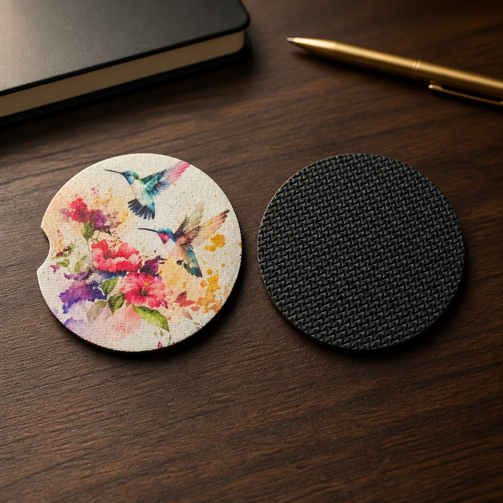Hummingbird Blossom Car Coaster Set