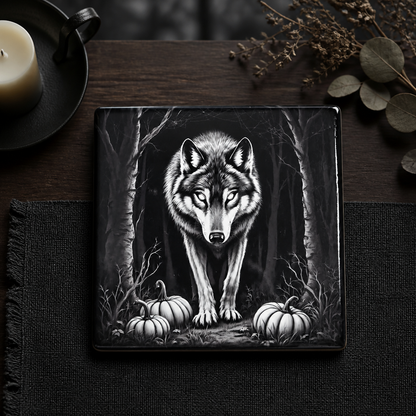 Midnight Wolf Halloween Ceramic Coaster Collection