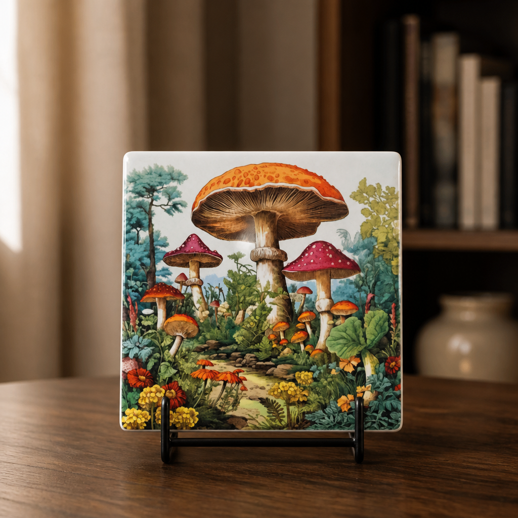 Enchanted Woodland Mushroom Ceramic Coaster