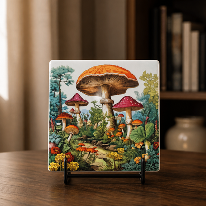 Enchanted Woodland Mushroom Ceramic Coaster
