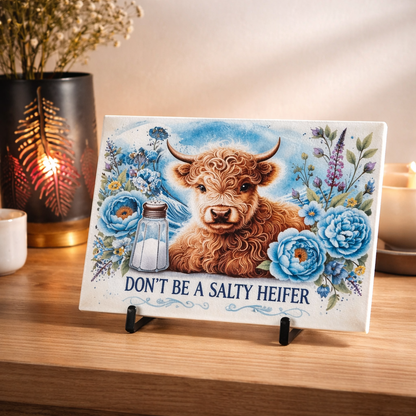 Don't Be A Salty Heifer Glass Cutting Board