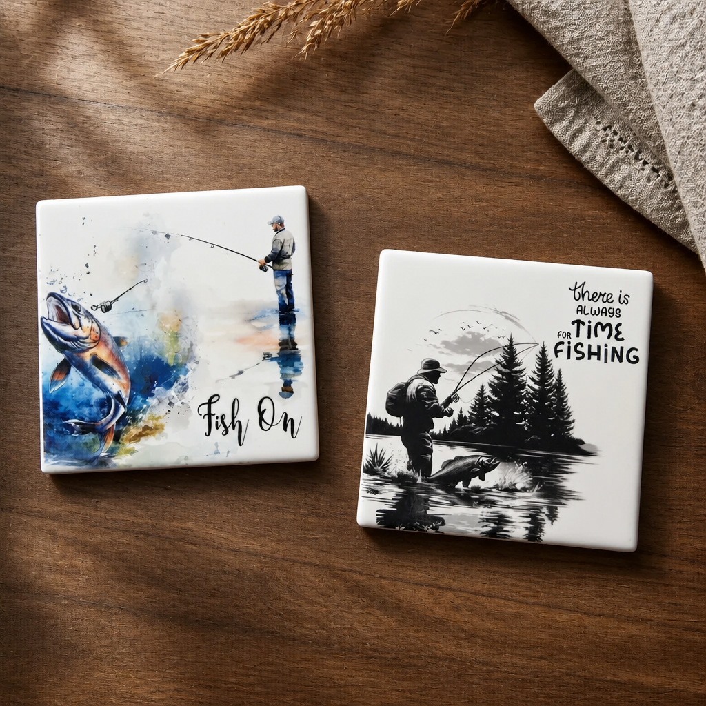 Gone Fishing Ceramic Coaster Set