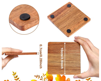 Highland Cow Acacia Wood Coaster Set
