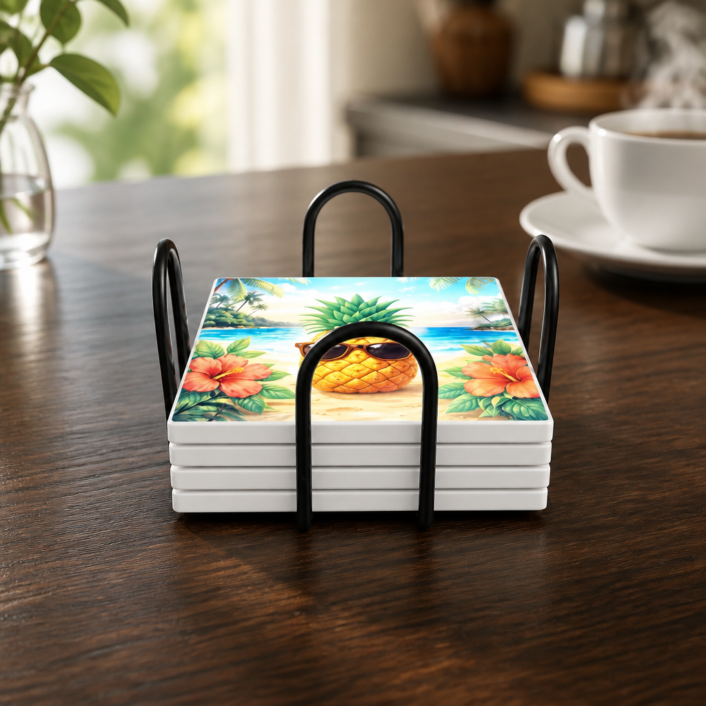 Tropical Paradise Ceramic Coaster Set