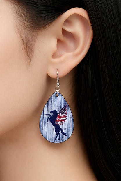 Patriotic Pegasus Teardrop Earrings