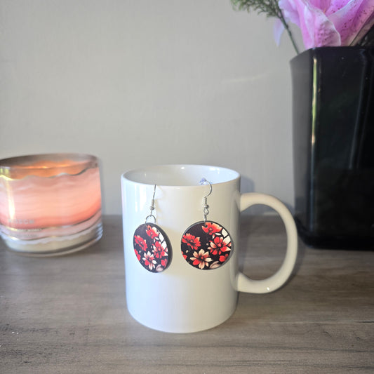 Red Blossom Floral Earrings