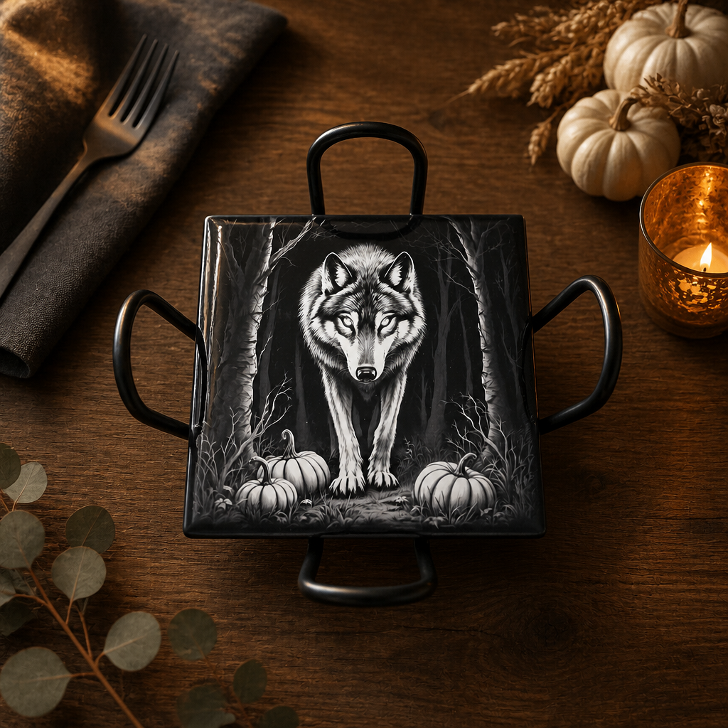 Midnight Wolf Halloween Ceramic Coaster Collection