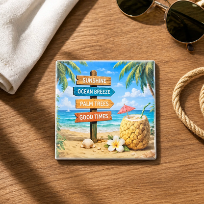 Tropical Paradise Ceramic Coaster Set