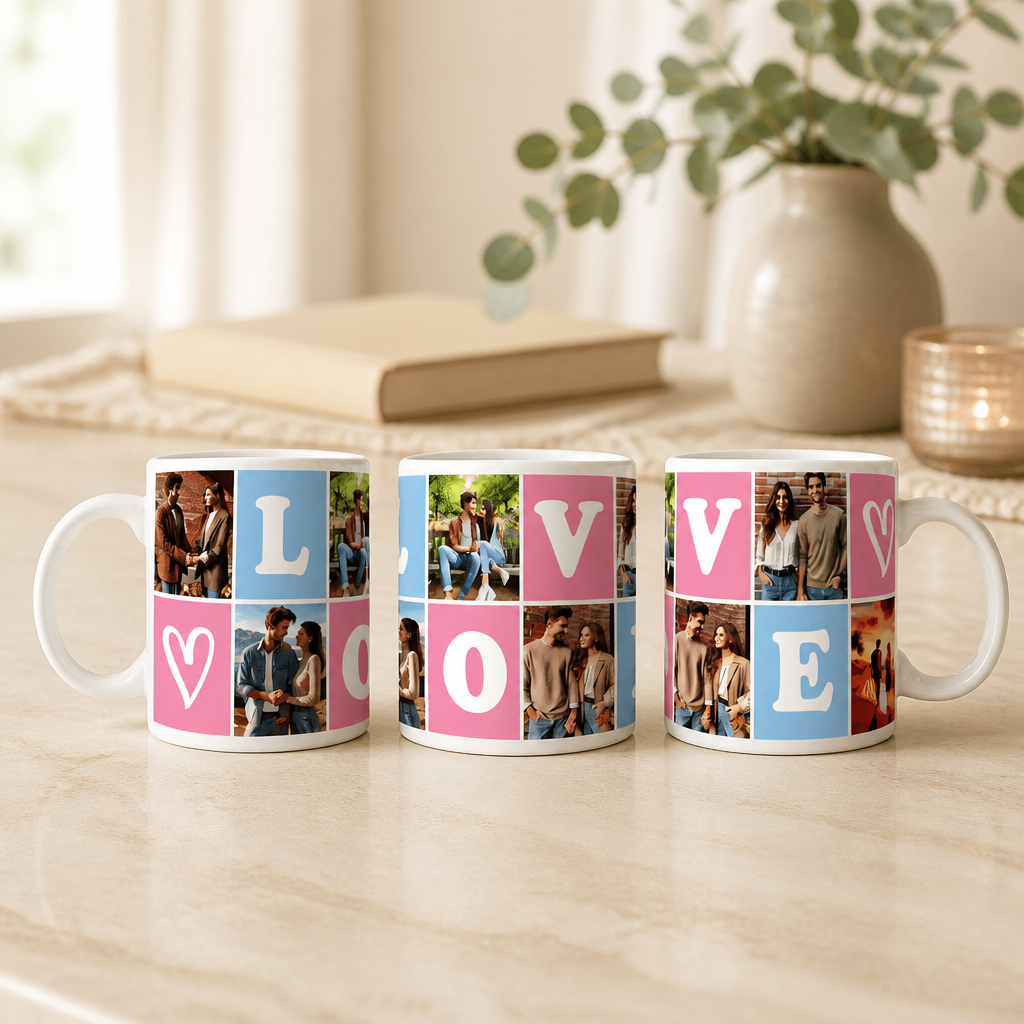 Personalized 6-Photo Love Collage Mug – 11oz Ceramic