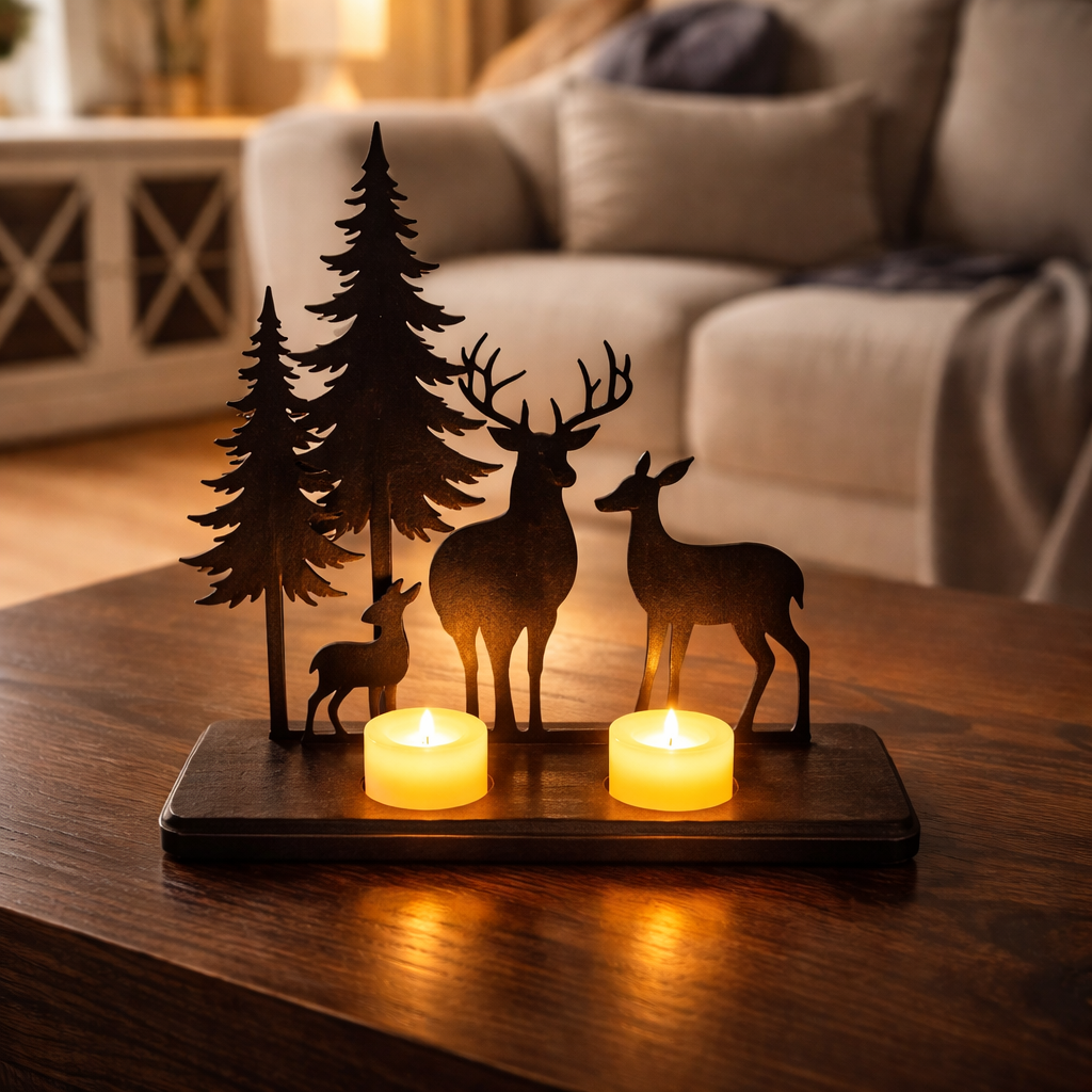 Deer Silouette LED Candle Holder
