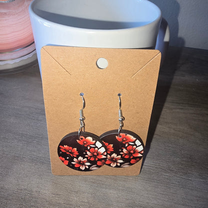 Red Blossom Floral Earrings