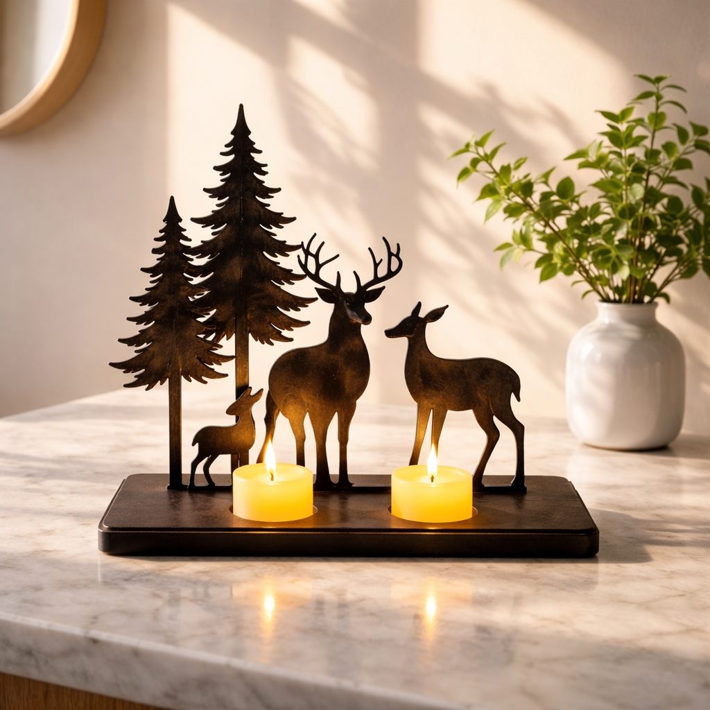 Deer Silouette LED Candle Holder